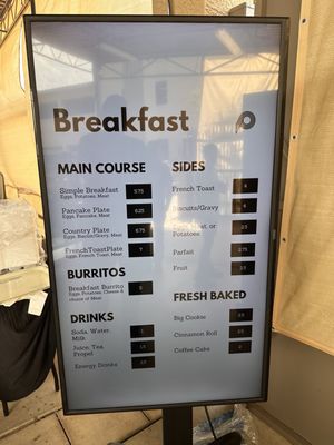 Breakfast menu