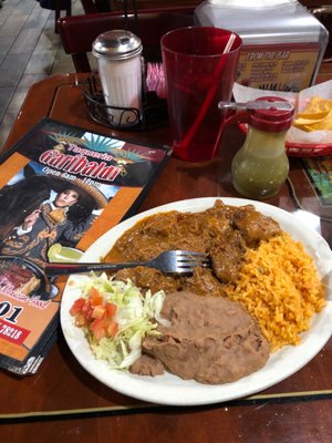 Jalisco style Mexican Food. Guisada Plate.