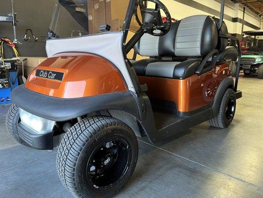 2008 Club Car Burnt Orange 4-Passenger Precedent with New Trojan Batteries, Lights, and many extras