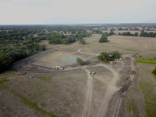 Ariel view of pond we built