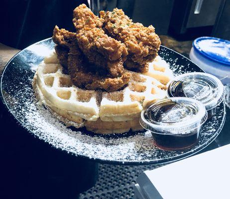 Chicken & Waffles! Add on a tender for only $1.25.