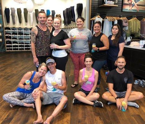 Mat and Mimosas Mat class at Lululemon