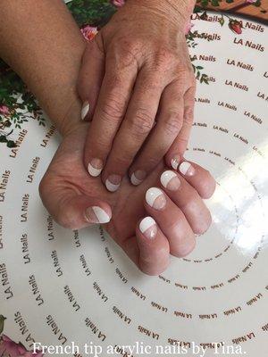 French tip acrylic nails by Tina.