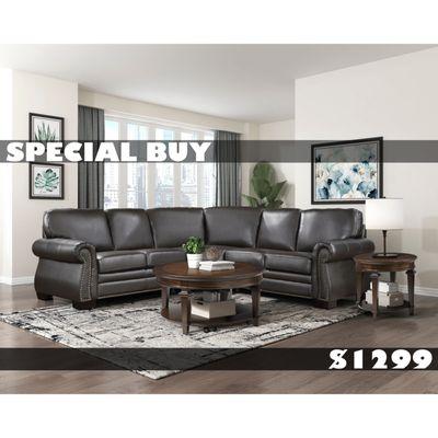 Special Buy! Leather sectional just $1299 while supplies last.