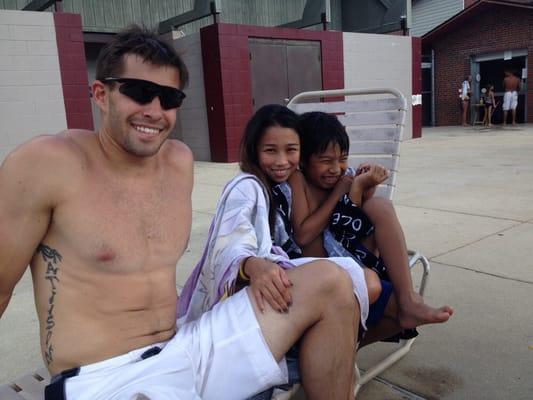 Family time at the pool.