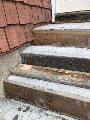 This is the condition my "new" front porch stairs was left. Unreal.