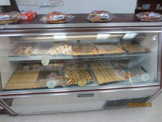 pita on top of dessert display case