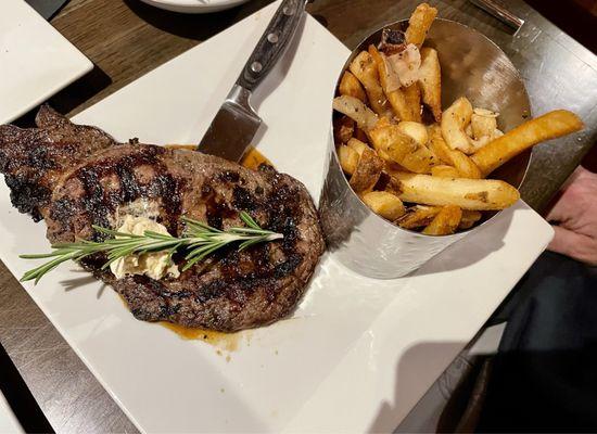 12 oz ribeye with truffle fries