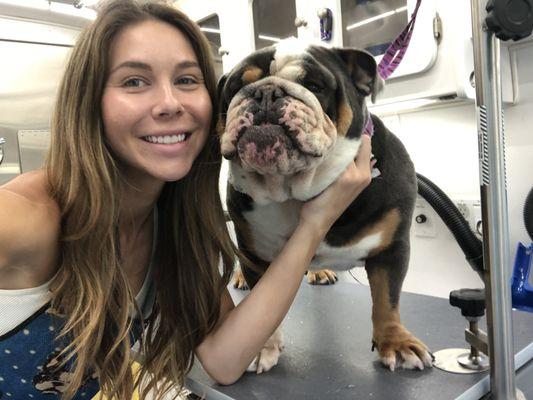 Groomer Kelsey with Hank!