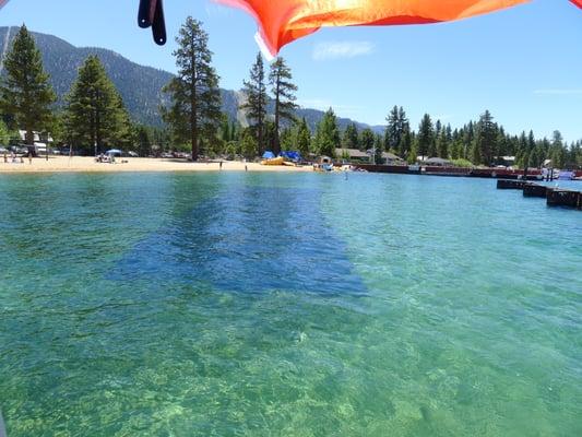 Bottom barriers being placed to control invasive weeds in Lake Tahoe (Lakeside Beach & Marina, 2012)