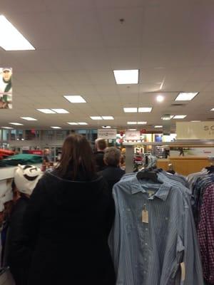 Crazy line- not enough staff on hand.  Lines as long as Black Friday- ridiculous.