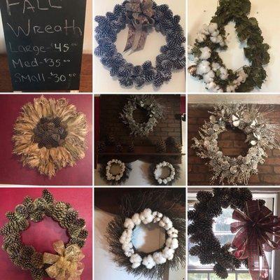 Gorgeous handmade wreaths by local artisans.