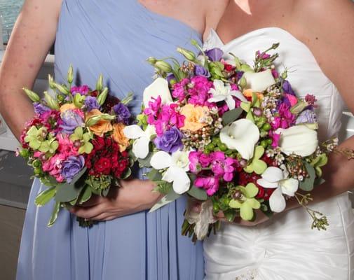 Bridal bouquet and bridesmaid bouquet from Love In Bloom Key West