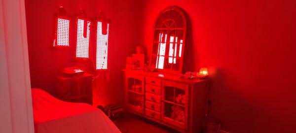 Red light therapy room