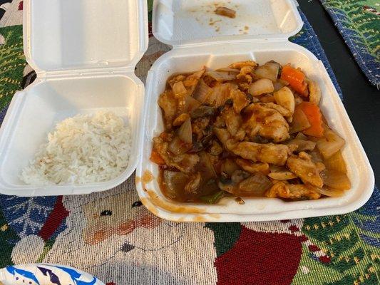 Spicy chicken W/ white rice!