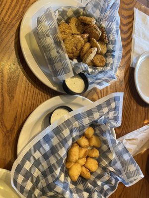 White Cheddar Cheese Bites and Country Fried Pickles