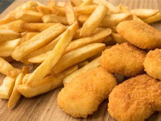 Kid's Chicken Nuggets - Chicken nuggets served with french fries