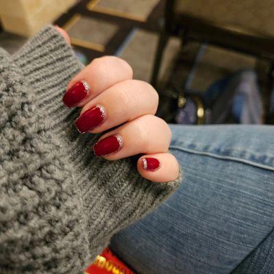 Red with silver nails