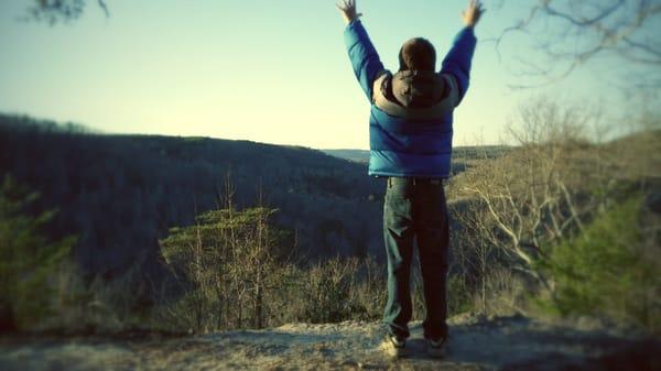 My nephew celebrates reaching -- and seeing -- the "Point."