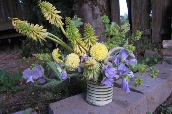 Tritoma, Dahlias, and Sweet Peas