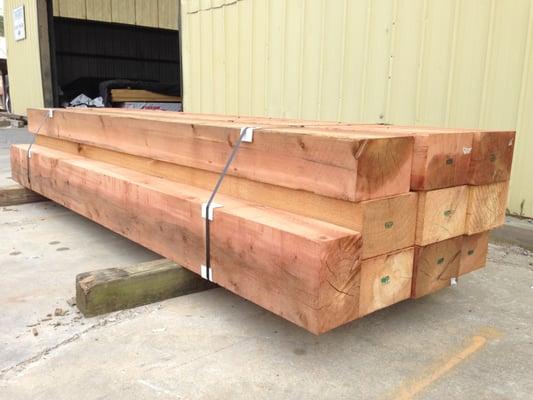 12"x12" Western Red Cedar timbers ready to send out to a custom home on Lake Lanier