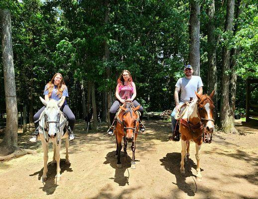 Horseback riding at Black Horse Run in Fountain Inn, SC near Greenville, SC! Greybar, Gunner, and Romeo are these beautiful horses!