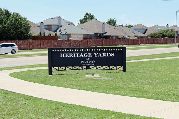 Heritage yards entrance sign