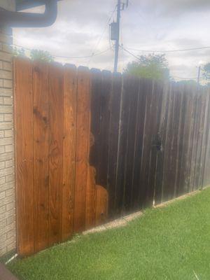 Fence went from the color on the right to the color on the left. Big difference!!!