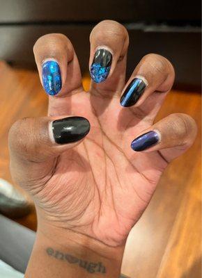 Hologram flakes and chrome nails