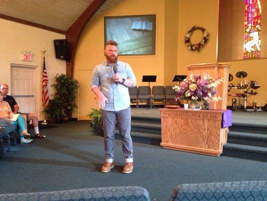 Pastor Cody delivers first sermon 6/24/2018.