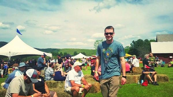 Sharon Package Store's craft beer aficionados check to see what's brewing at the Vermont Brewers Festival in Brattleboro, VT.