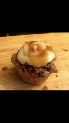 Apple Pie cupcake with crumb topping & cream cheese frosting.