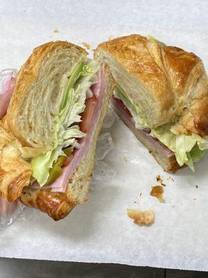 Ham croissant sandwich