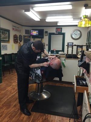 Steve doing a straight razor shave