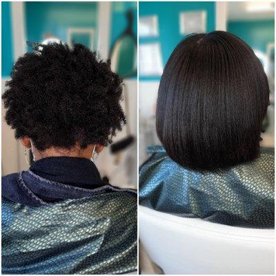 silk press on natural hair