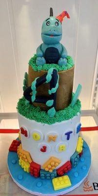 Dinasaur/Lego Theme Tiered Cake