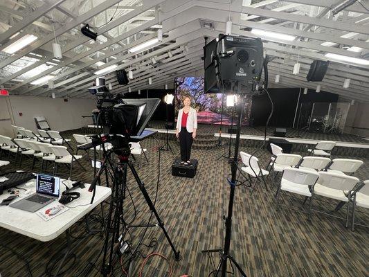 Teleprompter and LED wall setup for Florida School state of the union video