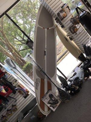 New paddle boards with paddle, fin and leash great prices $745 come get it before it's sold won't last long!