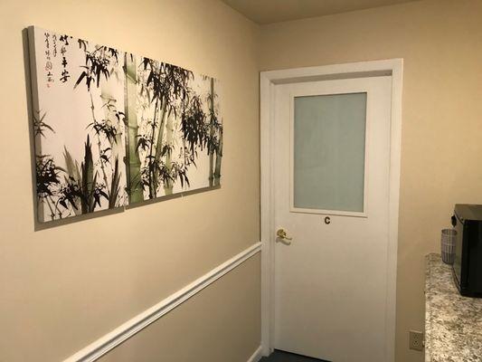 Bamboo Wall Art in front of the Couples Massage Room