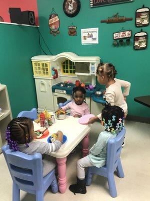 Preschool housekeeping area.