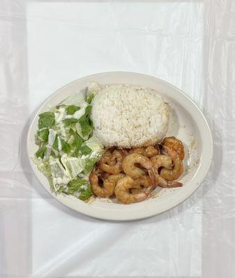 Shrimp Teriyaki with Rice and Salad