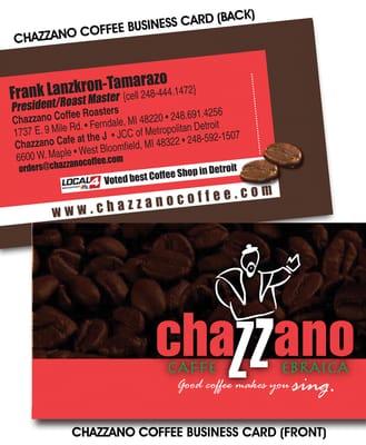 Chazzano's Coffee business card