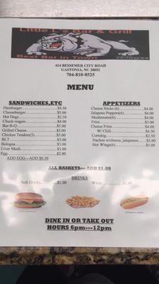 Our official menu, you can also mix your sides for an extra $1!