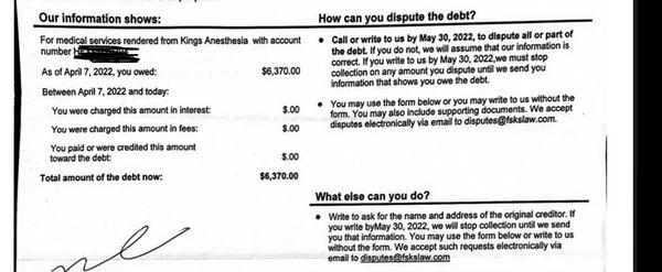 Scam medical "debt" that a patient supposedly owes because that's how they make money.