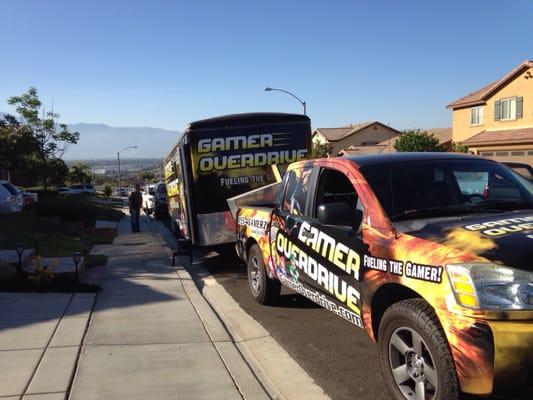 Picture of the mobile video game truck and trailer