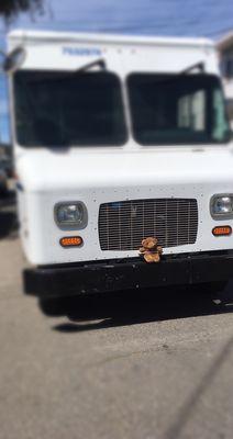 #teddybearhunt bear scavenger hunt during shelter in place. I spotted this one on a USPS truck today. #heart