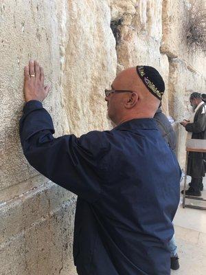 Rabbi Brent praying at the Western Wall in Jerusalem