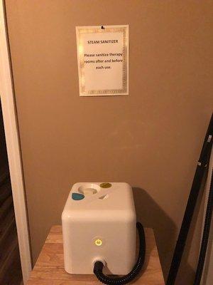 therapy room sanitizer -- applied after and before