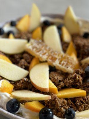 Morning yogurt bowl with local honeycomb