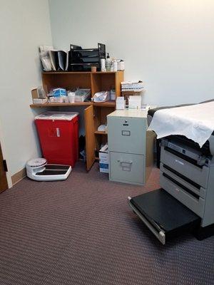 This is the incredibly unprofessional "exam room" that she was in.